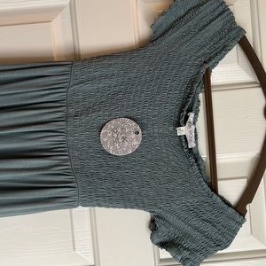 Blue Pink Rose off the shoulder dress size Small